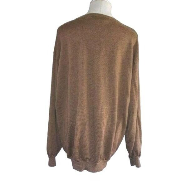 Toscano Mens 100% Merino Wool Brown V-Neck Long Sleeve Sweater Size 2XT - Picture 5 of 6